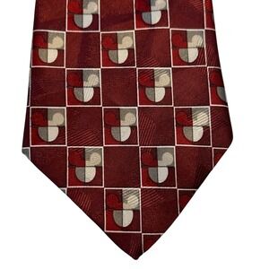 Disney Mickey Unlimited Tie Mens Red Geometric Pattern Silk Necktie Mickey Mouse